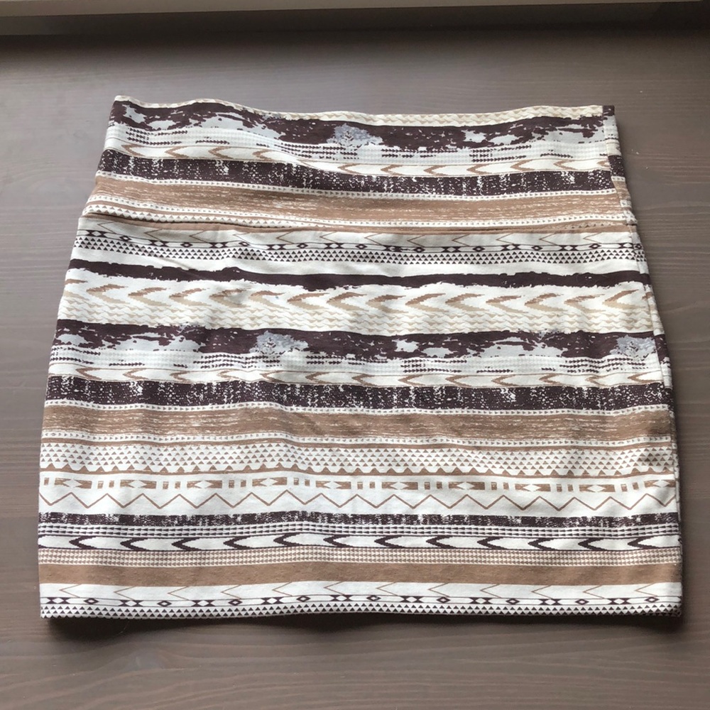 Brown tribal bodycon skirt